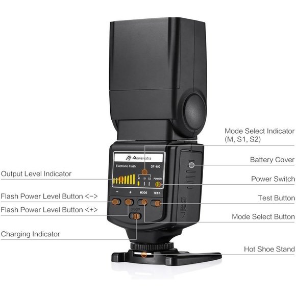 Powerextra Professional DF-400 Speedlite Camera Flash for Canon Nikon Pentax - Picture 4 of 5